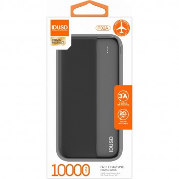 BATERIA EXTERNA POWERBANK 10000MAH PD+QC 20W CARGA RAPIDA IDUSD P02A