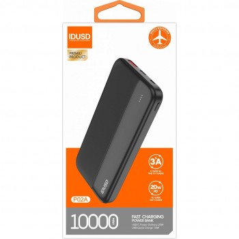 BATERIA EXTERNA POWERBANK 10000MAH PD+QC 20W CARGA RAPIDA IDUSD P02A