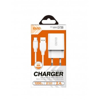 CARGADOR SMART CHARGER 5V 2.4A + CABLE TIPO C | D73B