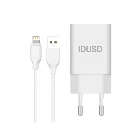 CARGADOR SMART CHARGER 5V 1.5A 7.5W + CABLE LIGHNTING IDUSD 10504