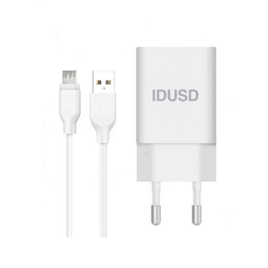 CARGADOR SMART CHARGER 5V 1.5A 7.5W + CABLE MICRO USB IDUSD 10502
