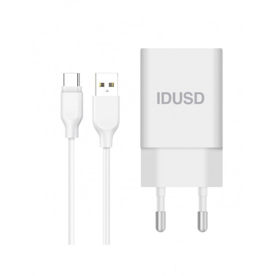 CARGADOR SMART CHARGER 5V 1.5A 7.5W + CABLE TIPO C IDUSD 10506