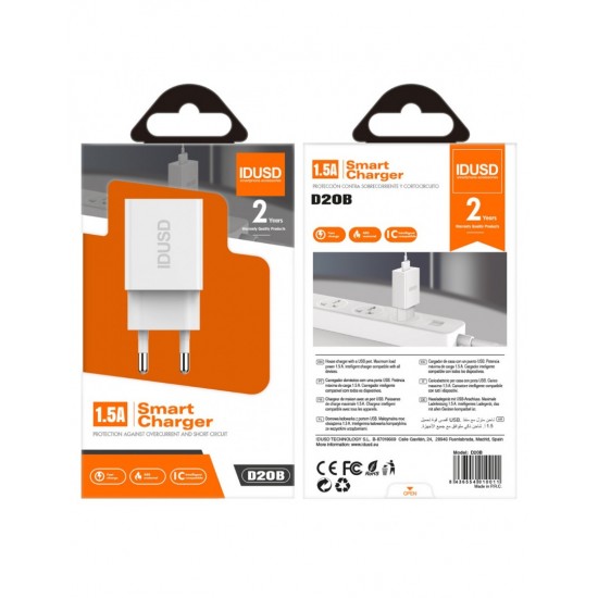 CARGADOR SMART CHARGER 1.5A 7.5W | BLANCO IDUSD 09342