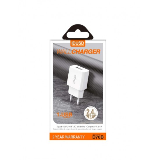 CARGADOR SMART CHARGER 5V 2.4A 12W | D70B IDUSD 10460