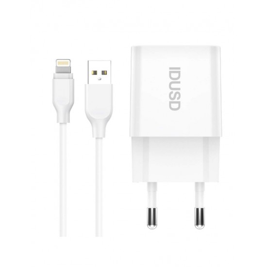 CARGADOR SMART CHARGER 5V 2.4A + CABLE LIGHTNING IDUSD D72B IDUSD 10464
