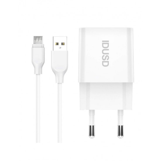 CARGADOR SMART CHARGER 5V 2.4A + CABLE MICRO USB IDUSD 10462