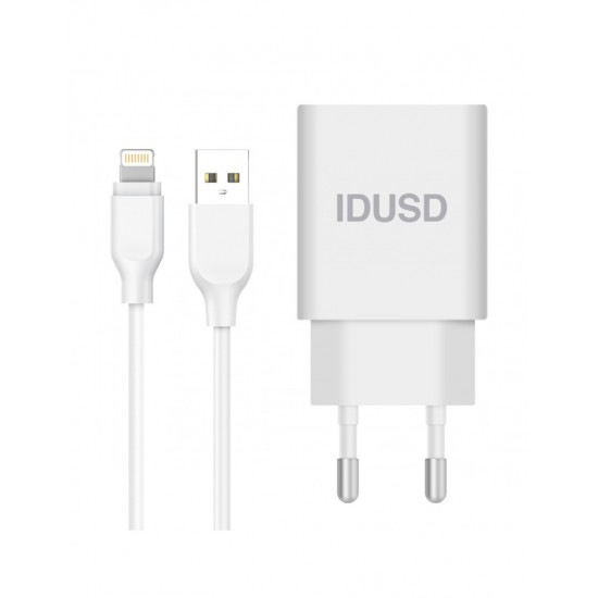 CARGADOR SMART CHARGER CON 2 PUERTOS USB 5V 2.4A + CABLE LIGHTNING | D42B IDUSD 10490