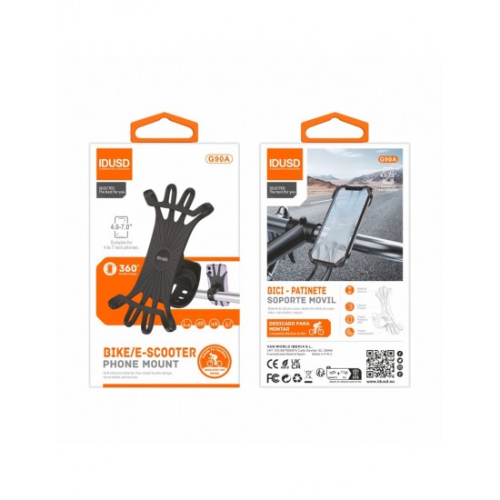 SOPORTE DE SILICONA PARA BICICLETA Y PATINETE | IDUSD G90A