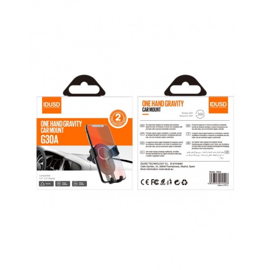 SOPORTE DE COCHE PARA SMARTPHONE ONE HAND GRAVITY IDUSD 10496