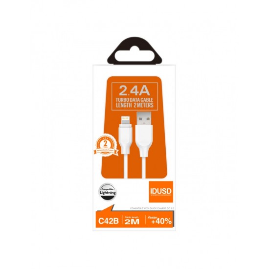 TURBO CABLE LIGHTNING 2M 2.4A BLANCO IDUSD C42B IDUSD 10302