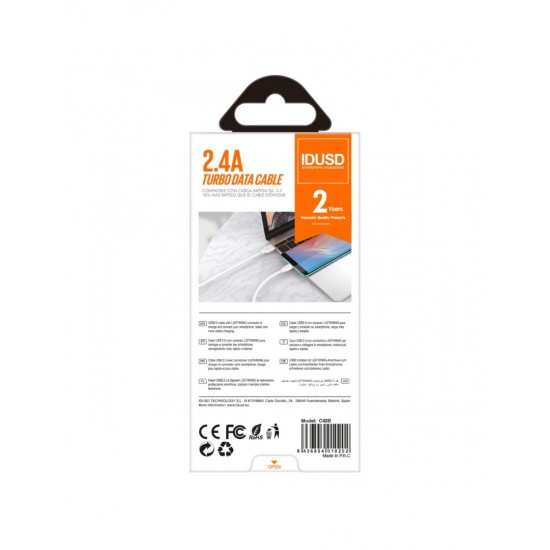 TURBO CABLE LIGHTNING 2M 2.4A BLANCO IDUSD C42B IDUSD 10302