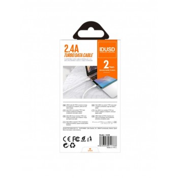 TURBO CABLE TIPO C 1.2M 2.4A BLANCO IDUSD C23B