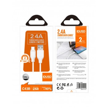 TURBO CABLE TIPO C 2.0M 2.4A BLANCO | C43B