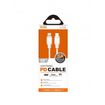 PD CABLE TIPO C A LIGHTNING 1.2M 3A BLANCO | C32B