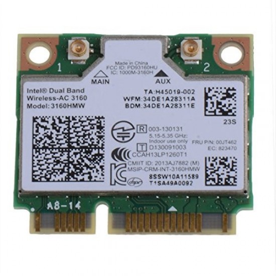 TARJETA WIRELESS INTEL DUAL BAND WLAN/BLUETOOTH AC 3160 INTEL 08175