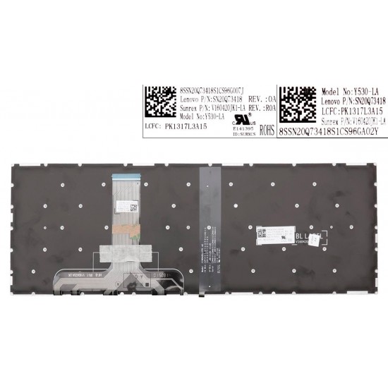 TECLADO PORTATIL LATINO LENOVO LEGION Y540-15IRH Y740-17IRH SERIES NEGRO SIN MARCO RETROILUMINADO | LA V160420JK1-SN20Q73418 LEGION ( LENOVO ) 12790