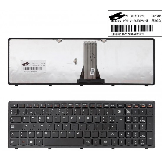 TECLADO ESPAÑOL LENOVO IDEAPAD Z510 SERIES | NEGRO CON MARCO NEGRO LENOVO 04295C