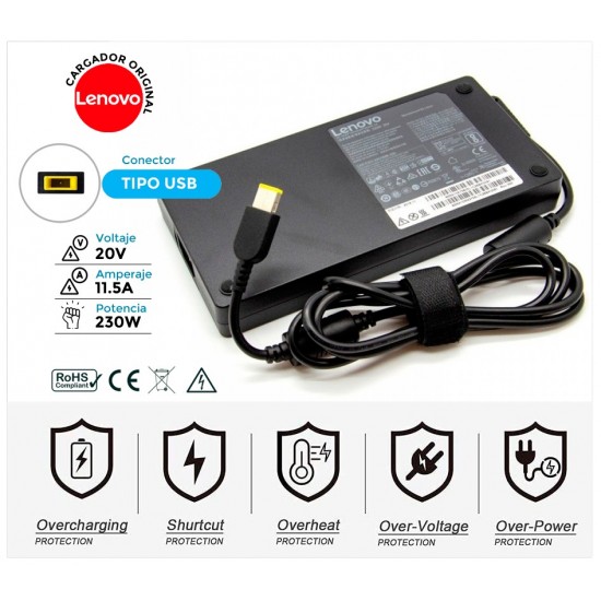 CARGADOR LENOVO 230W ORIGINAL SQUARE ( USB ) | 20 / 11.5A