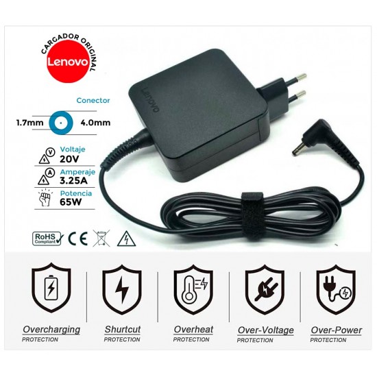 CARGADOR LENOVO ORIGINAL | 20 / 3.25A | 4.0x1.7mm | 65W LENOVO 11650
