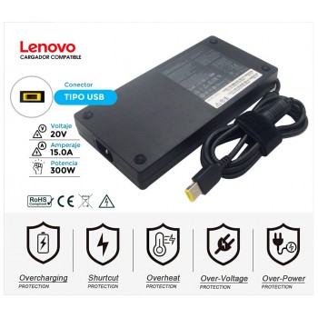 CARGADOR LENOVO 300W COMPATIBLE | 20 / 15A | SQUARE ( USB )