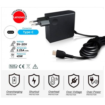 CARGADOR LENOVO ORIGINAL 45W TIPO C
