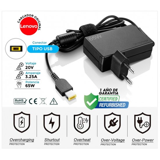 CARGADOR LENOVO TRAVEL ORIGINAL 65W | 4X20H15596 LENOVO 34128