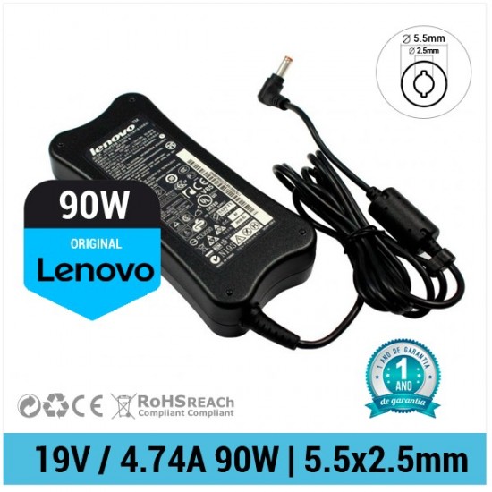 CARGADOR LENOVO ORIGINAL | 19V / 4.74A | 5.5 x 2.5mm | 90W LENOVO 02915