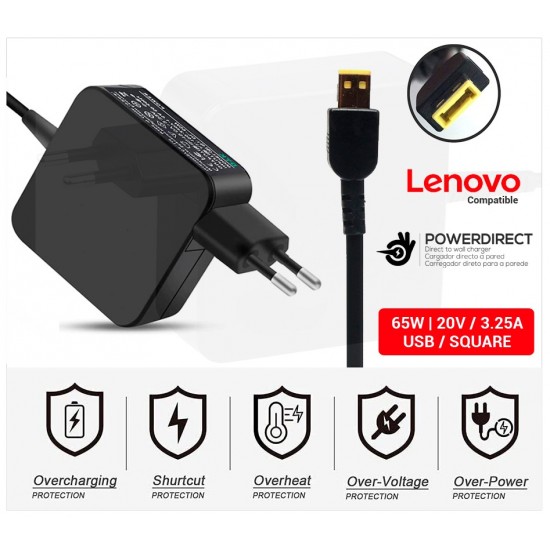 CARGADOR LENOVO COMPATIBLE | 20V / 3.25A | SQUARE | 65W DIRECTO A PARED ( SIN CABLE ) LENOVO 01523DP
