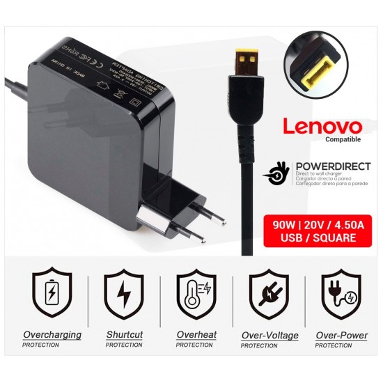 CARGADOR LENOVO COMPATIBLE | 20V / 4.5A | SQUARE | 90W DIRECTO A PARED ( SIN CABLE ) LENOVO 01524DP