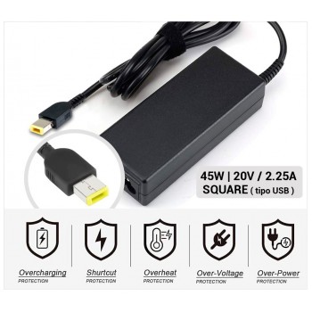 CARGADOR LENOVO COMPATIBLE | 20V / 2.25A | SQUARE (USB)