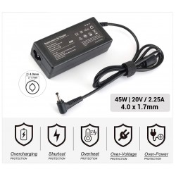 CARGADOR LENOVO COMPATIBLE | 20V / 2.25A | 4.0 x 1.7mm | 45W