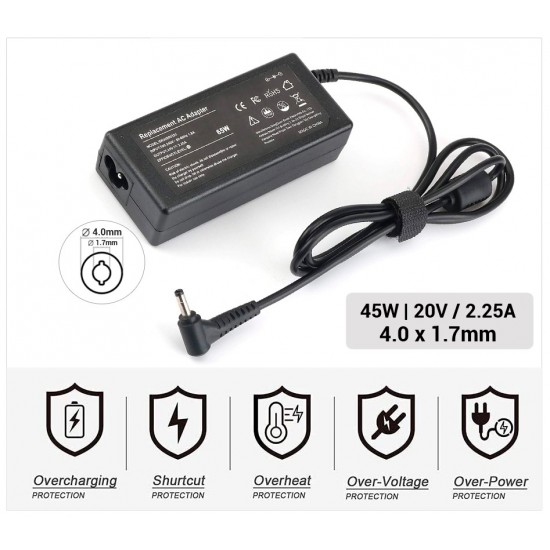 CARGADOR LENOVO COMPATIBLE | 20V / 2.25A | 4.0 x 1.7mm | 45W LENOVO 06064C