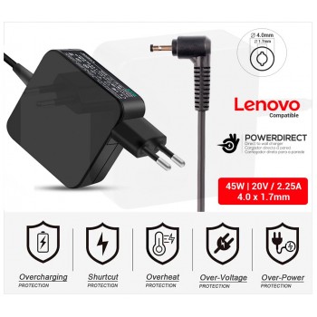 CARGADOR LENOVO COMPATIBLE | 20V / 2.25A | 4.0 x 1.7mm | 45W DIRECTO A PARED ( SIN CABLE )