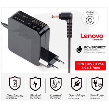 CARGADOR LENOVO COMPATIBLE | 20V / 3.25A | 4.0 x 1.7mm | 65W DIRECTO A PARED ( SIN CABLE )