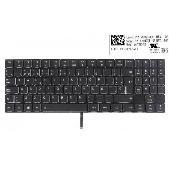 TECLADO ESPAÑOL LENOVO LEGION Y520 Y520-15IKB Y720-15IKB R720 R720-15IKB SERIES | NEGRO SIN MARCO Y RETROILUMINADO