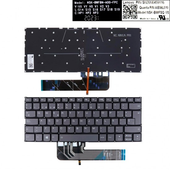 TECLADO LENOVO YOGA 530-14IKB 530-14ARR 730-13IKB 730-15IKB 730-15IWL SERIES CON BACKLIGHT | SN20N0459116 AE08L010 BWQBNUK LENOVO 12242