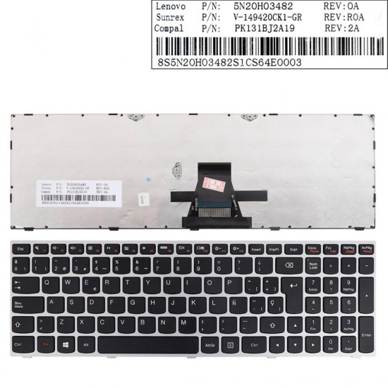 TECLADO ESPAÑOL LENOVO IDEAPAD G50-70 G50-45 G50-70 G70-70 SERIES | NEGRO CON MARCO GRIS LENOVO 12244