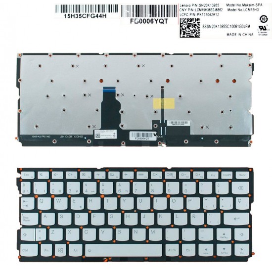 TECLADO ESPAÑOL LENOVO IDEAPAD AIR 12 YOGA 900-12ISK SERIES SIN MARCO | SP V154120AK1-SP SN20K13934 PK121041B12 LENOVO 08242