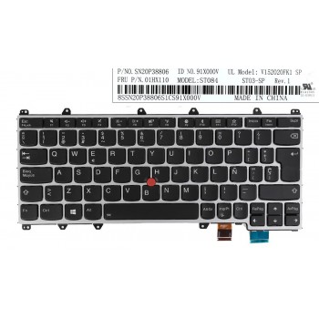 TECLADO ESPAÑOL LENOVO YOGA Y370 SERIES MARCO PLATEADO Y RETROILUMINADO | 01HX110