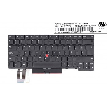 TECLADO ESPAÑOL LENOVO THINKPAD T480S T490 T495 L480 L380 L390 E480 E485 E490 P43S SERIES CON POINTSTICK Y RETROILUMINACION | 01YP280