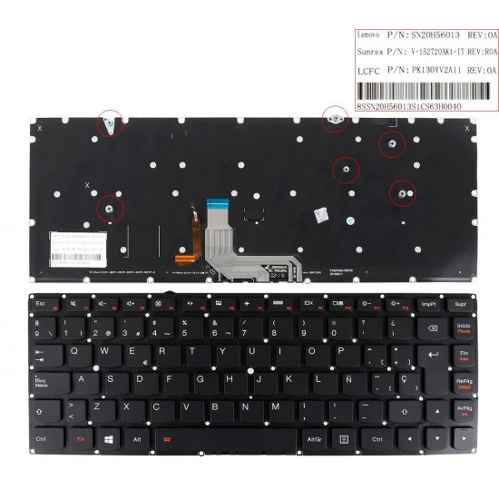 TECLADO ESPAÑOL LENOVO YOGA 900-13ISK 900-13ISK2 SERIES | NEGRO SIN MARCO RETROILUMINADO LENOVO 10728