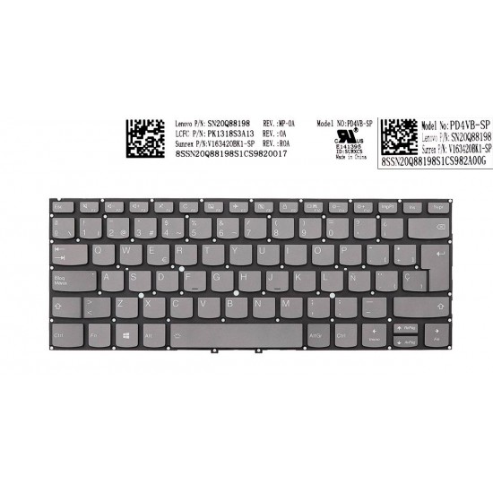 TECLADO ESPAÑOL LENOVO YOGA 930-13IKB C930-13IKB SERIES GRIS RETROILUMINADO | SP PD4VB SN20Q88198 PK1318S3A13 V163420BK1 LENOVO 13030