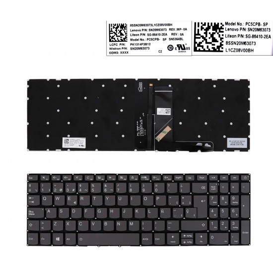 TECLADO LENOVO IDEAPAD 320-15ABR 320-15IAP 320-15AST SERIES | GRIS SIN MARCO RETROILUMINADO LENOVO 13012