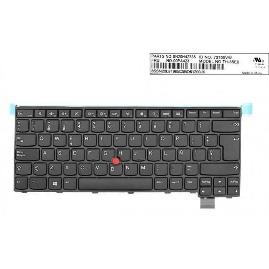 TECLADO ESPAÑOL LENOVO THINKPAD T460S SERIES RETROILUMINADO Y CON POINT STICK MARCO NEGRO | 01EN820 01EN779 SN20L85167 9Z.NCJSQ.A0Q NSK-ZAASQ AEPS940010 00PA423 LENOVO 12464