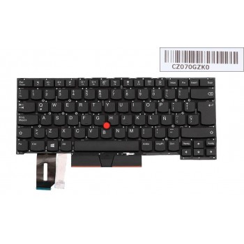 TECLADO ESPAÑOL LENOVO THINKPAD T490S T495S SERIES NO RETROILUMINADO Y CON POINT STICK MARCO NEGRO · 02HM424