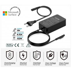 CARGADOR MICROSOFT SURFACE BOOK 2 SERIES | 102W 15V / 6.3A ( INCLUYE CABLE DE CORRIENTE )