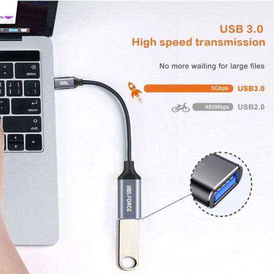 ADAPTADOR MSLFORCE OTG USB C A USB 3.0 HEMBRA MSLFORCE 09802