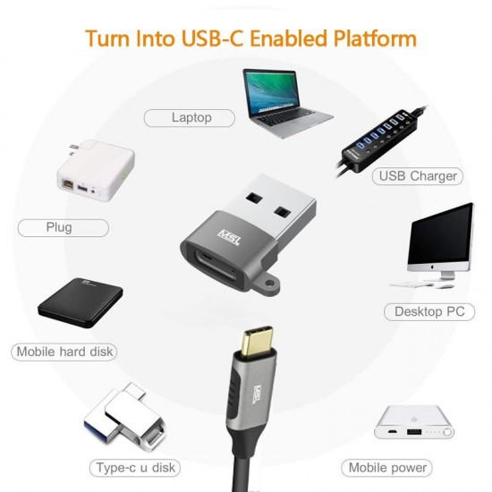 ADAPTADOR MSLFORCE USB A 3.0 MACHO A USB C HEMBRA CON LLAVERO MSLFORCE 09836