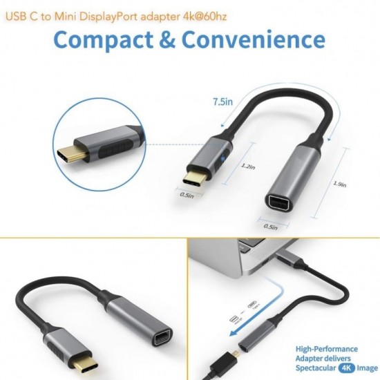 ADAPTADOR MSLFORCE USB C A MINI DP HEMBRA 4K @ 60Hz MSLFORCE 09794