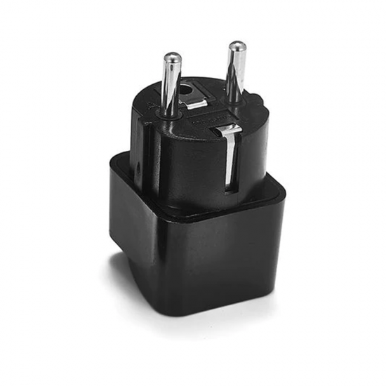 ADAPTADOR DE VIAJE 2 EN 1 PARA PASAR CLAVIJA US Y UK A EUROPEA | 100-240V 10A COLOR NEGRO OEM 11848